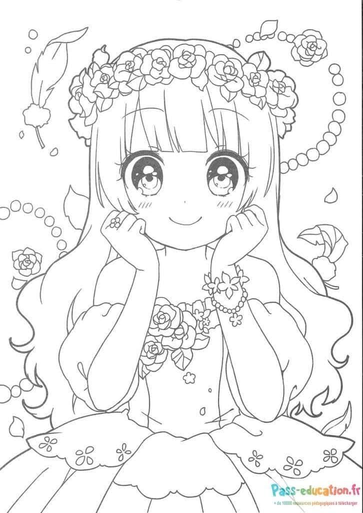 Coloriage Princesse florale à imprimer et colorier