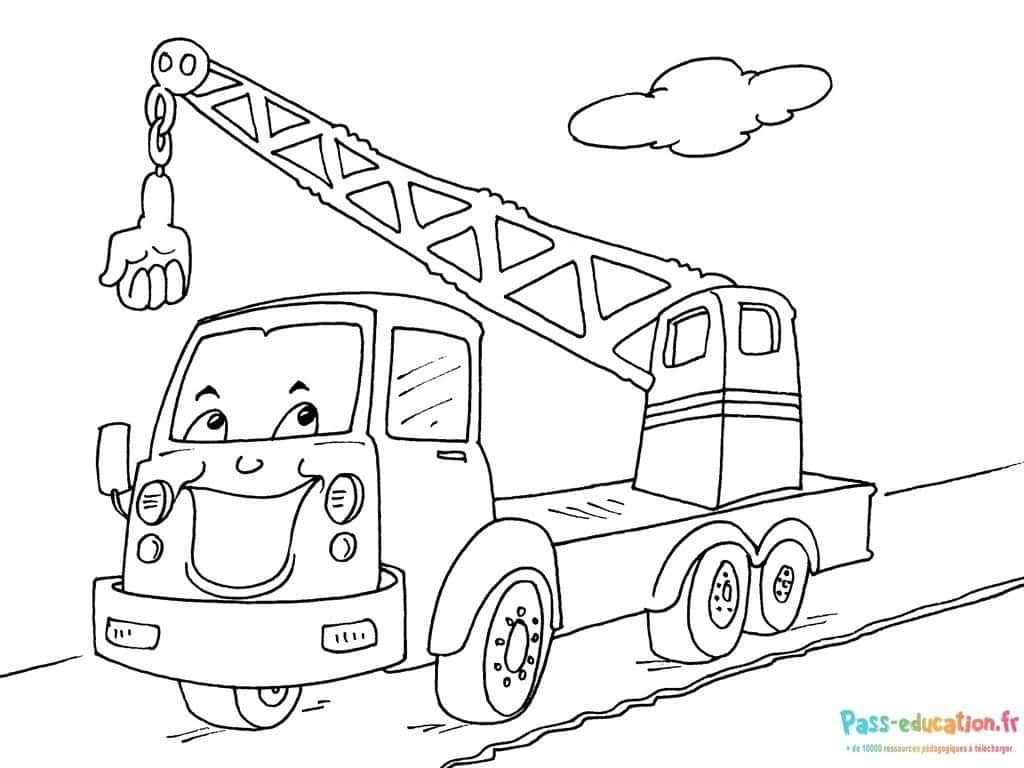 Coloriage Camion grue à imprimer et colorier