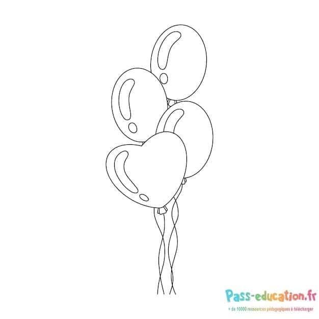 Coloriage Ballons en forme de cœur à imprimer et colorier