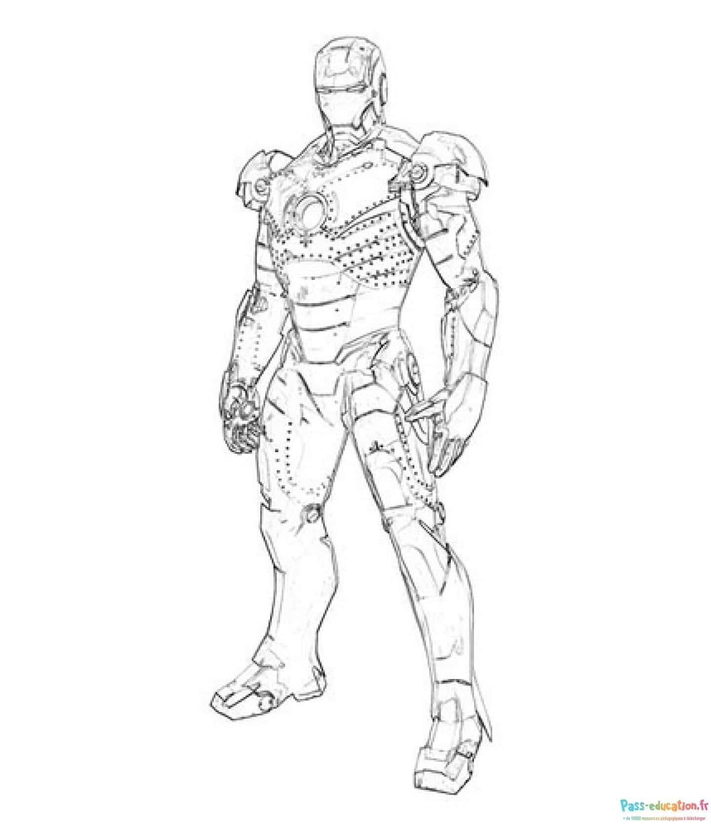 Coloriage Iron Man en action à imprimer et colorier