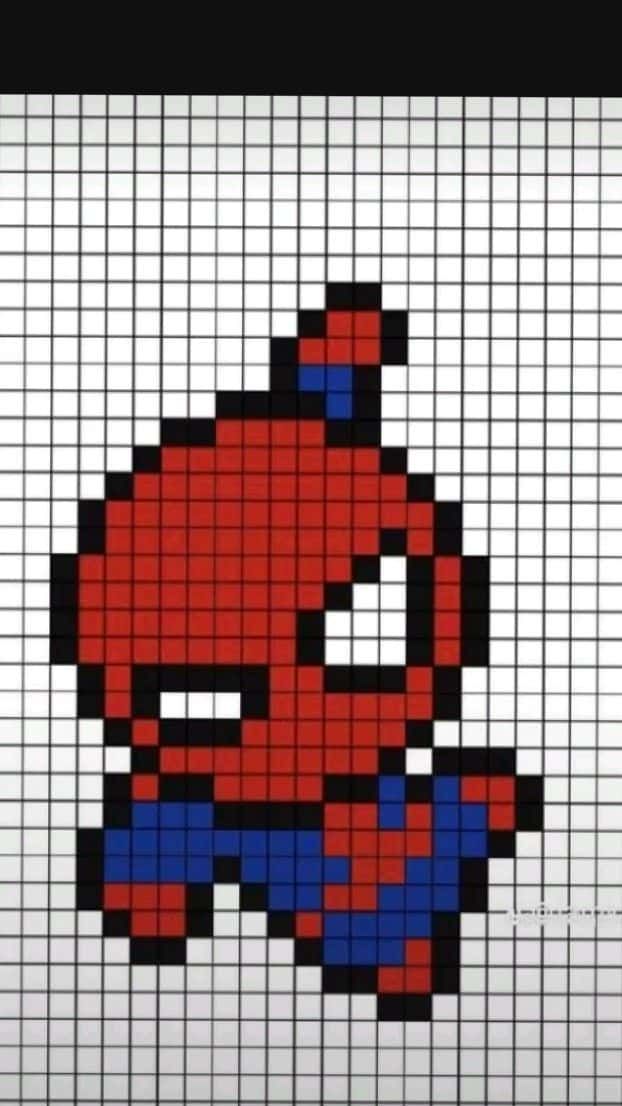 Coloriage Spiderman en pixels à imprimer et colorier