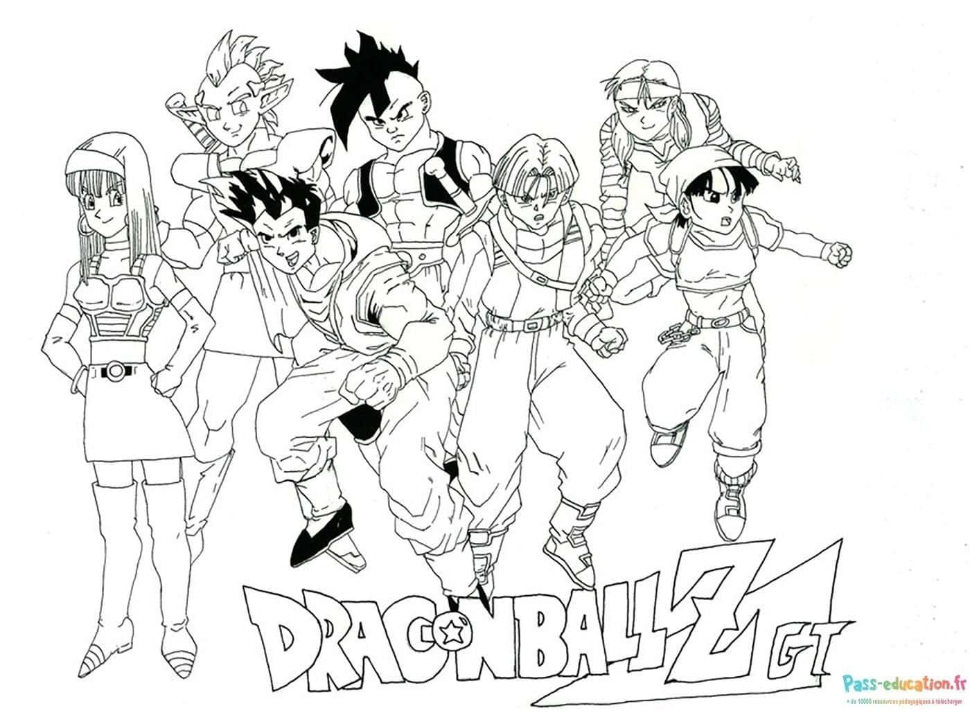 Coloriage Guerriers Dragon Ball GT à imprimer et colorier
