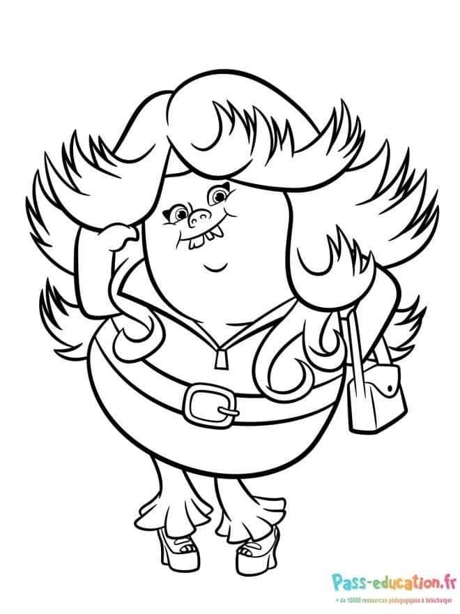 Coloriage Troll élégant à imprimer et colorier