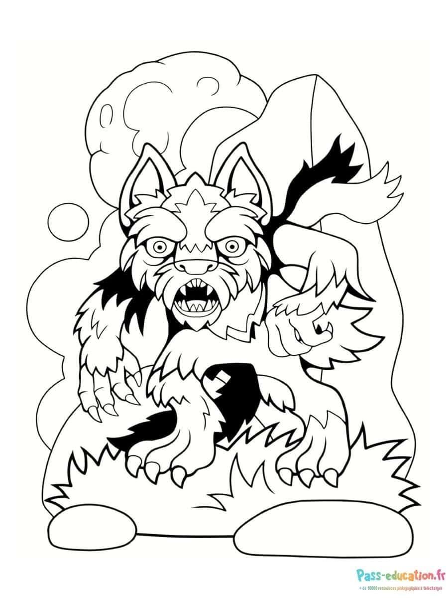 Coloriage Loup-garou féroce à imprimer et colorier