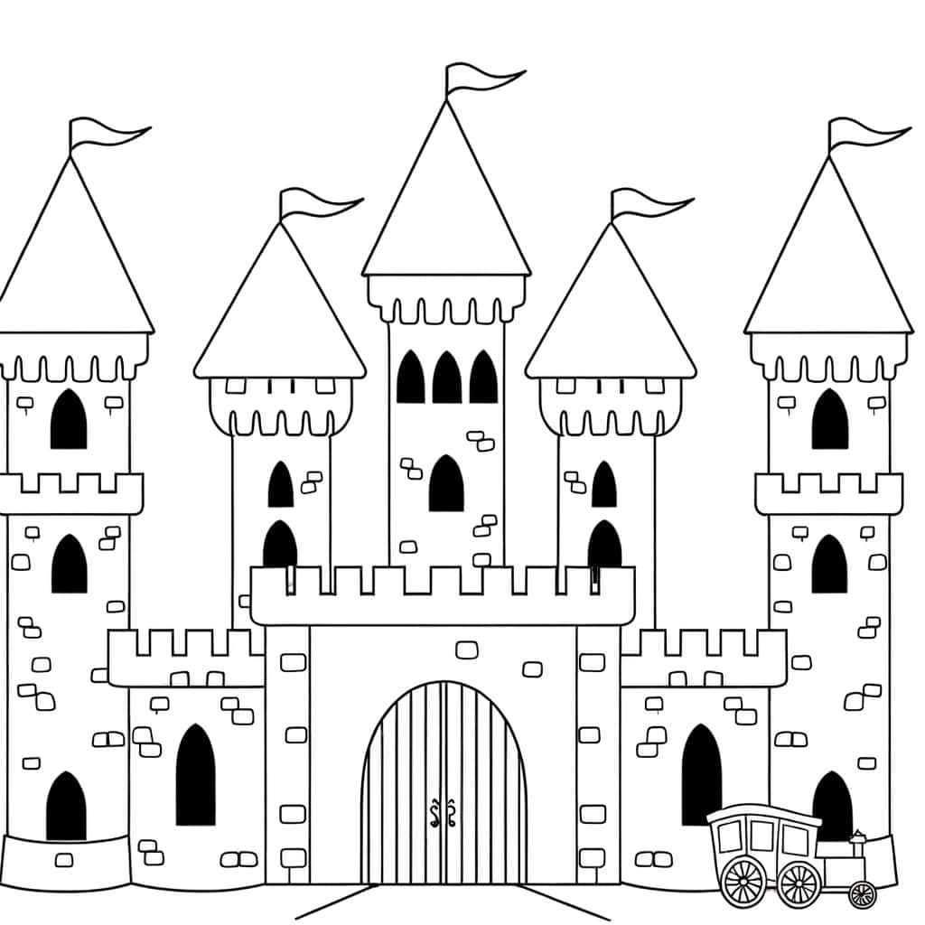 Coloriage Château médiéval à imprimer et colorier