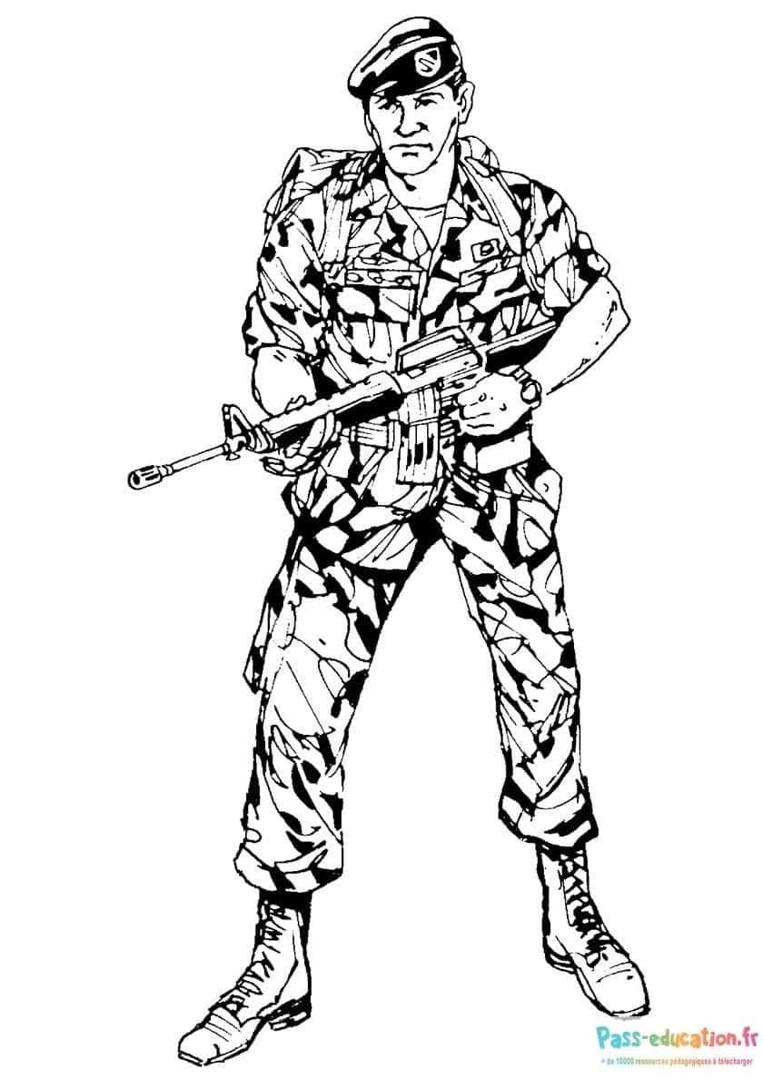 Coloriage Soldat armé à imprimer et colorier