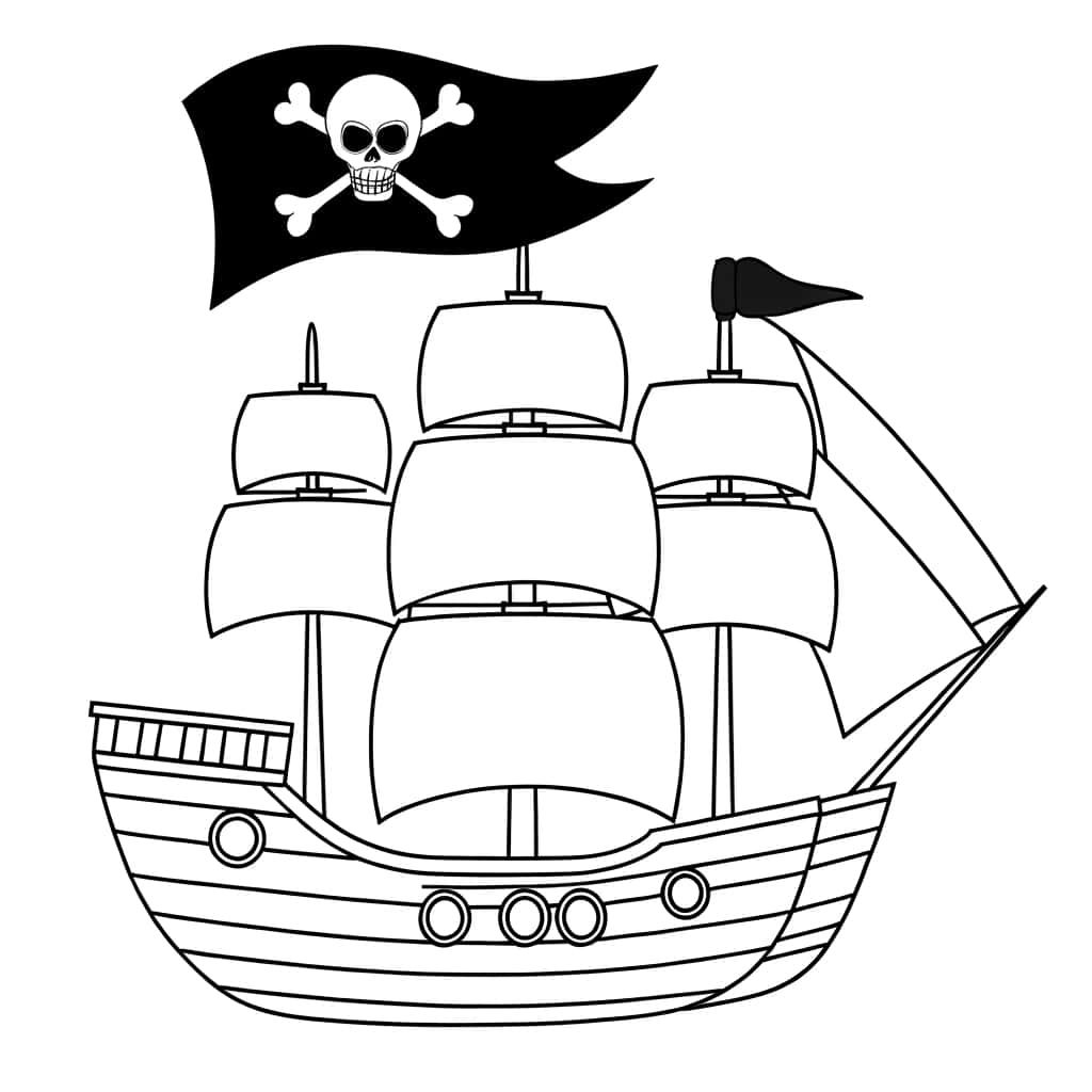 Coloriage Bateau pirate à imprimer et colorier