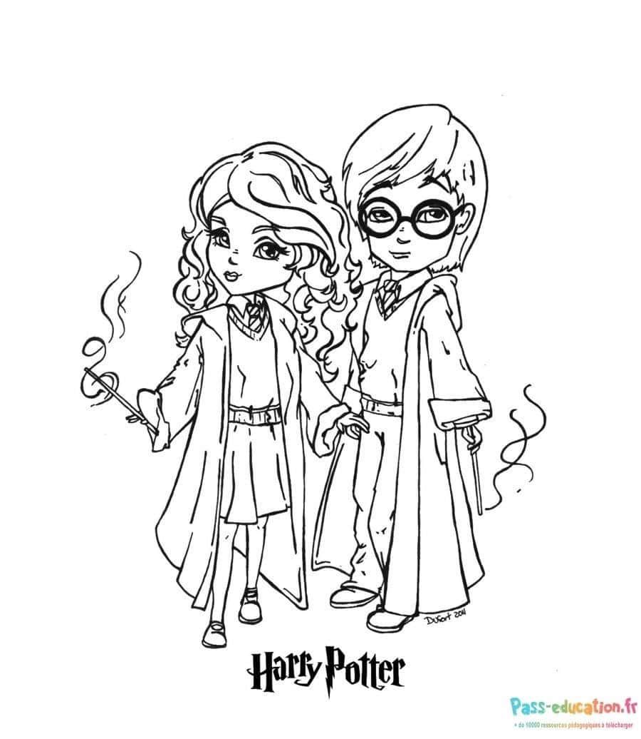 Coloriage Hermione et ami à imprimer et colorier