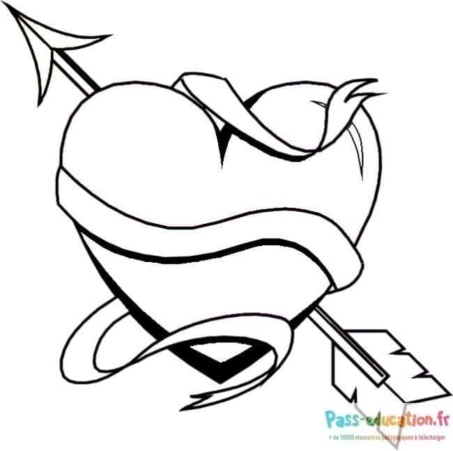 Coloriage Cœur fléché à imprimer et colorier