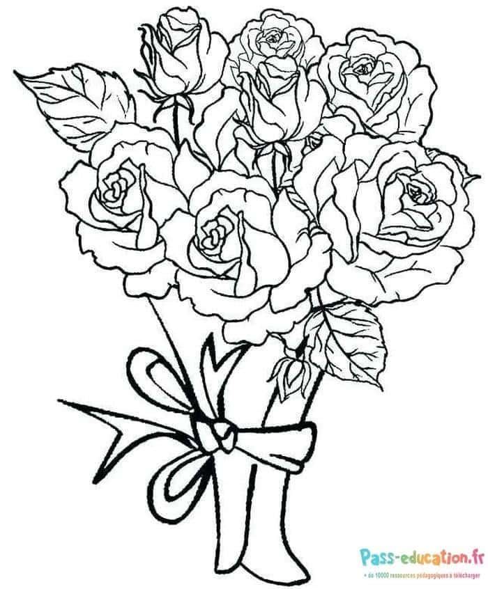 Coloriage Bouquet de roses à imprimer et colorier