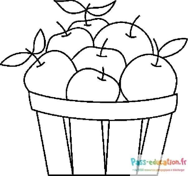 Coloriage Panier de pommes à imprimer et colorier