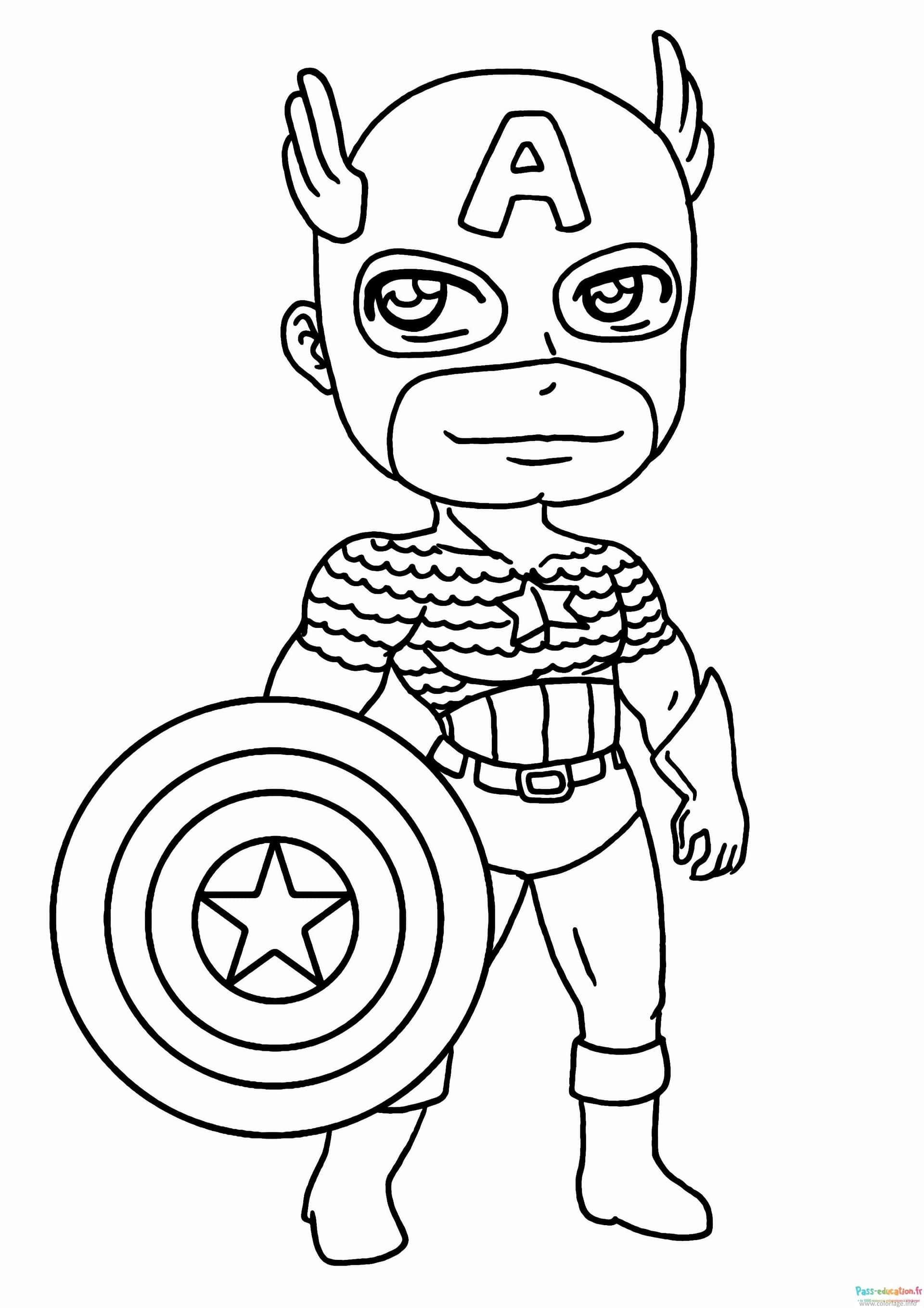 Coloriage Super-héros avec bouclier à imprimer et colorier