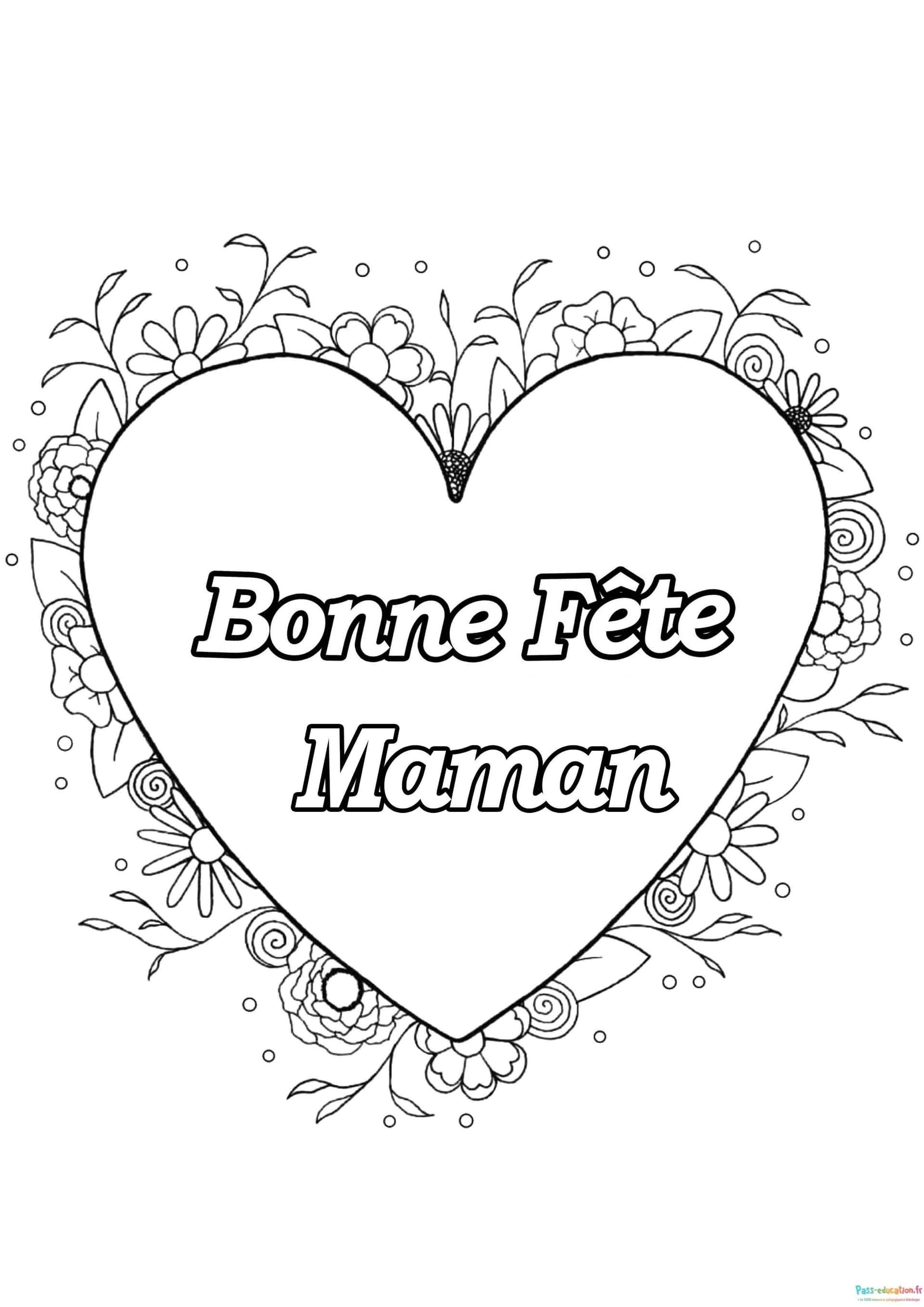 Coloriage Bonne Fête Maman à imprimer et colorier