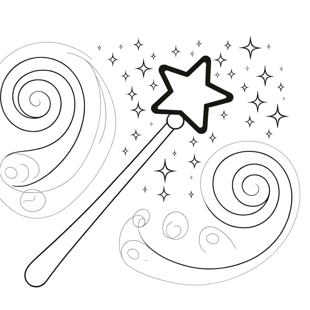 Coloriage Baguette magique étoilée à imprimer et colorier