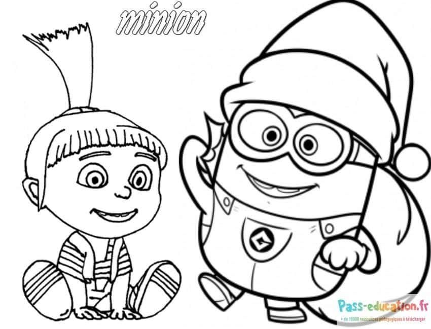 Coloriage Minions en fête à imprimer et colorier