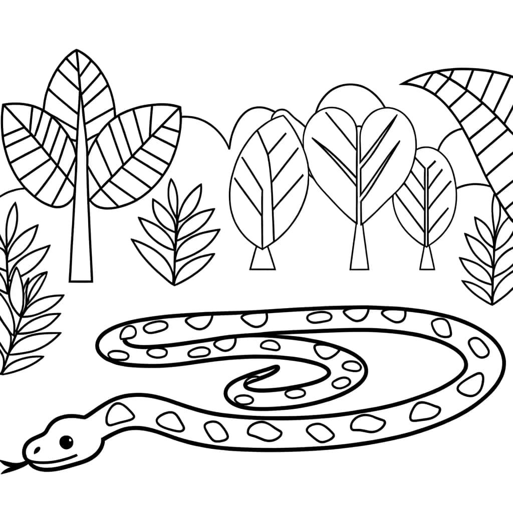 Coloriage Serpent dans la jungle à imprimer et colorier