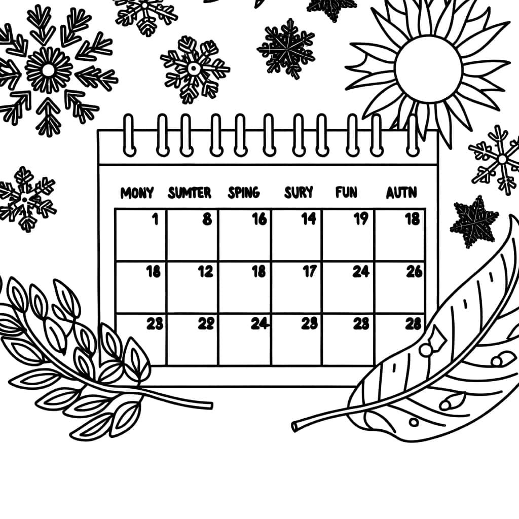 Coloriage Calendrier des saisons à imprimer et colorier