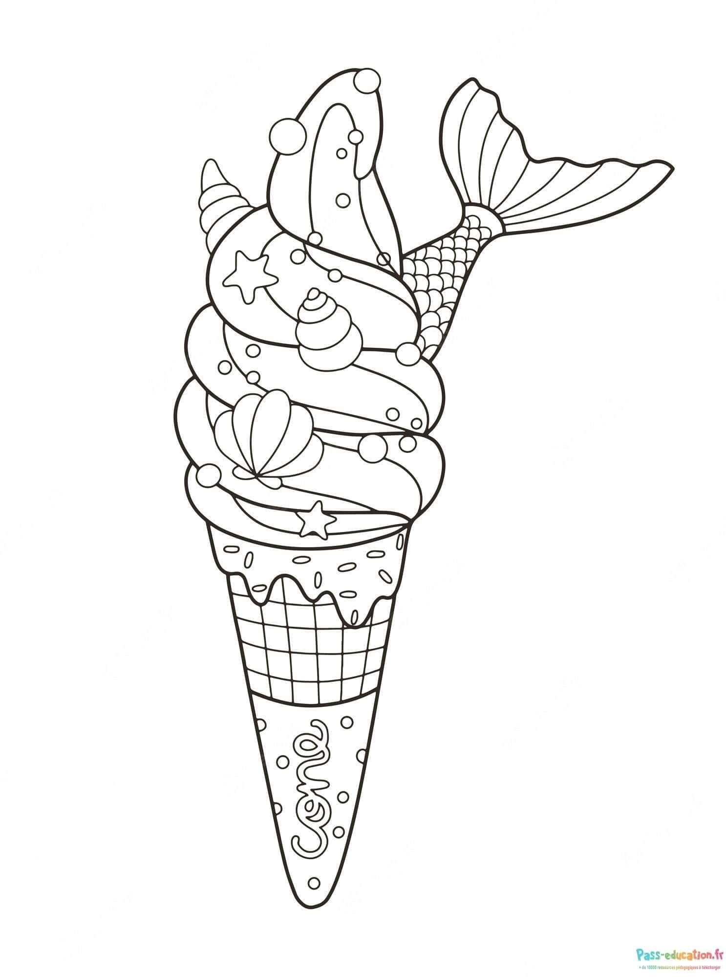 Coloriage Cône de glace fantastique à imprimer et colorier