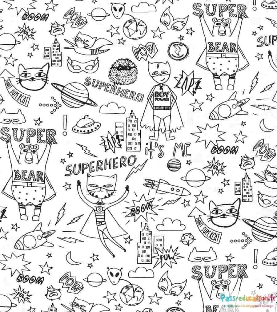 Coloriage Superhéros fantaisistes à imprimer et colorier