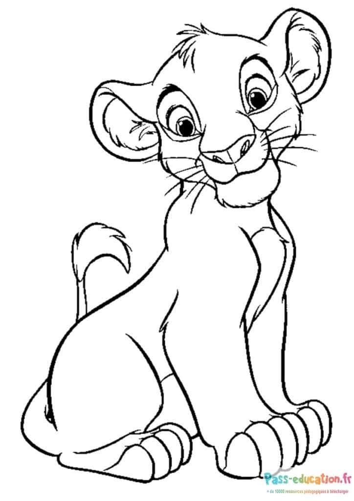 Coloriage Jeune lion à imprimer et colorier