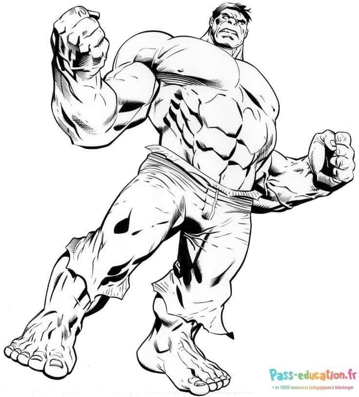 Coloriage Hulk en action à imprimer et colorier