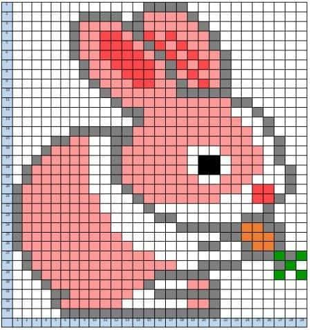 Coloriage Lapin pixelisé à imprimer et colorier