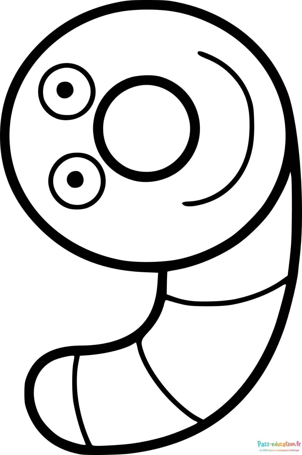 Coloriage Chiffre neuf à imprimer et colorier