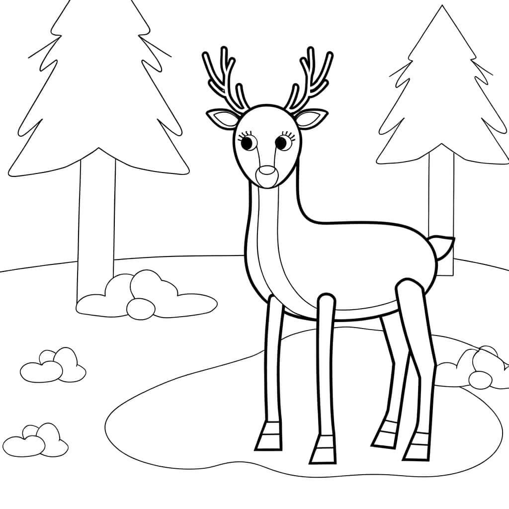 Coloriage Chevreuil en forêt à imprimer et colorier