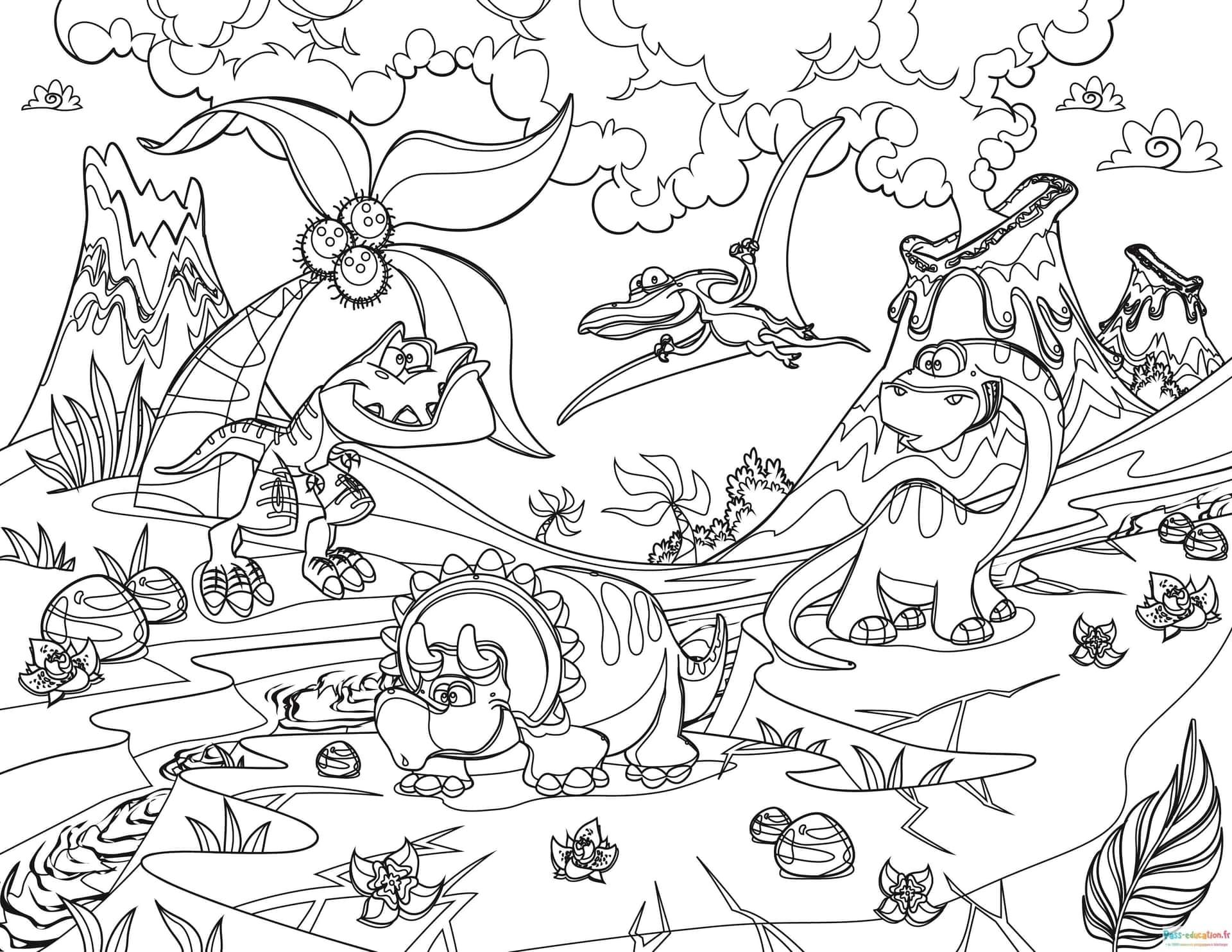 Coloriage Dinosaures rigolos à imprimer et colorier