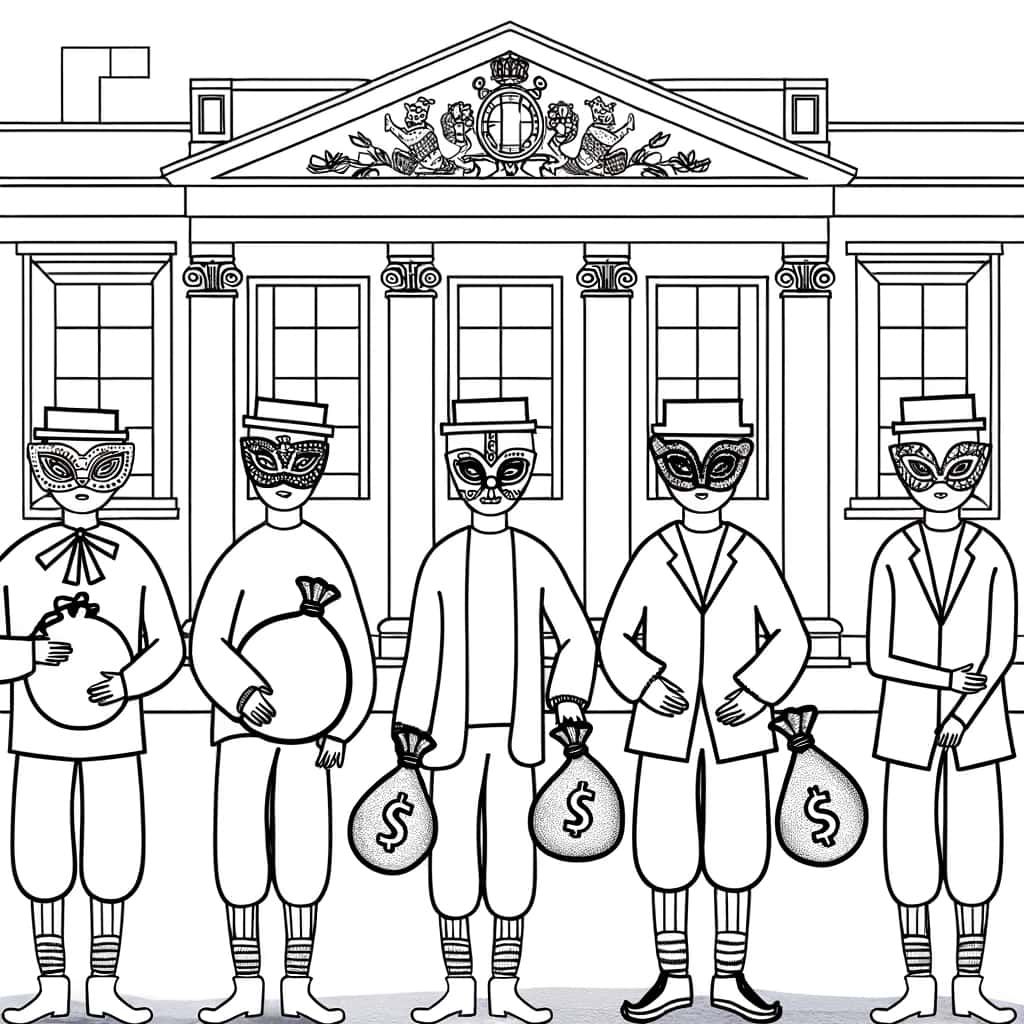 Coloriage Braqueurs masqués à imprimer et colorier