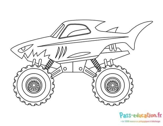 Coloriage Camion requin à imprimer et colorier