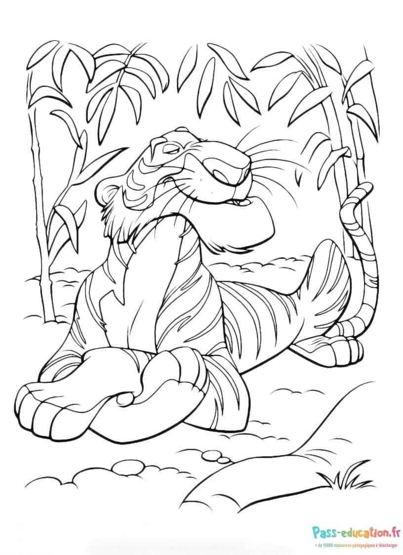 Coloriage Tigre dans la jungle à imprimer et colorier