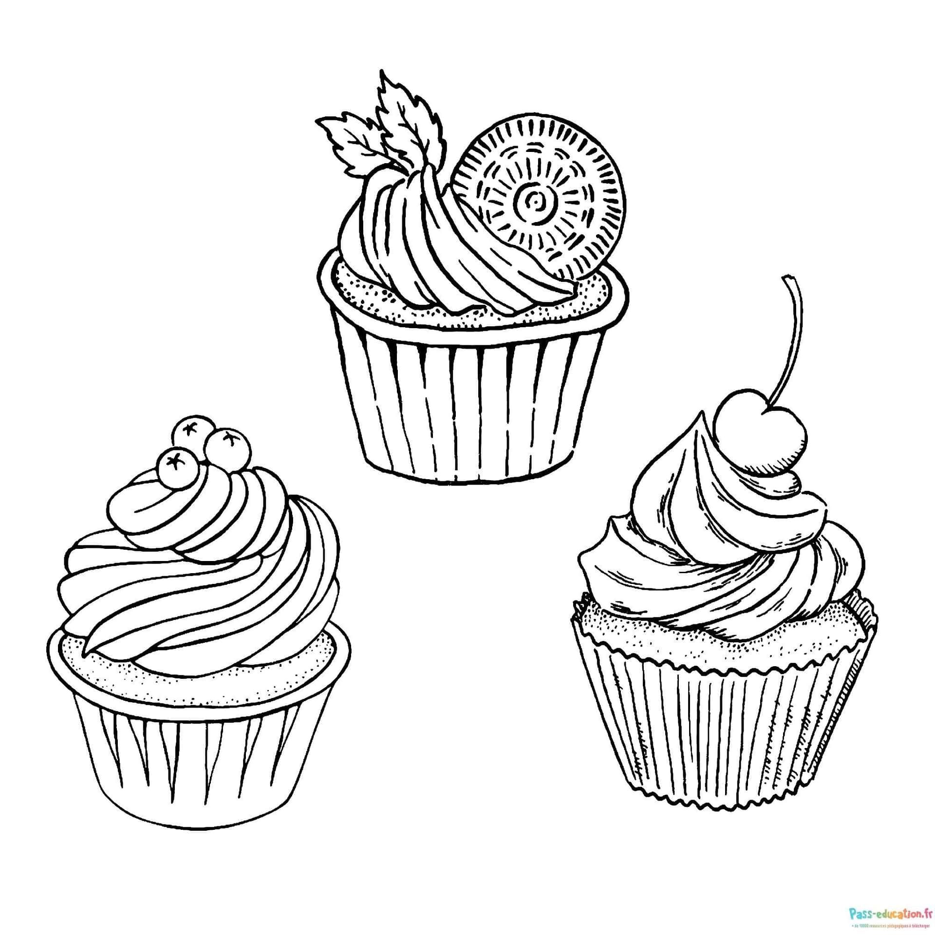 Coloriage Cupcakes gourmands à imprimer et colorier