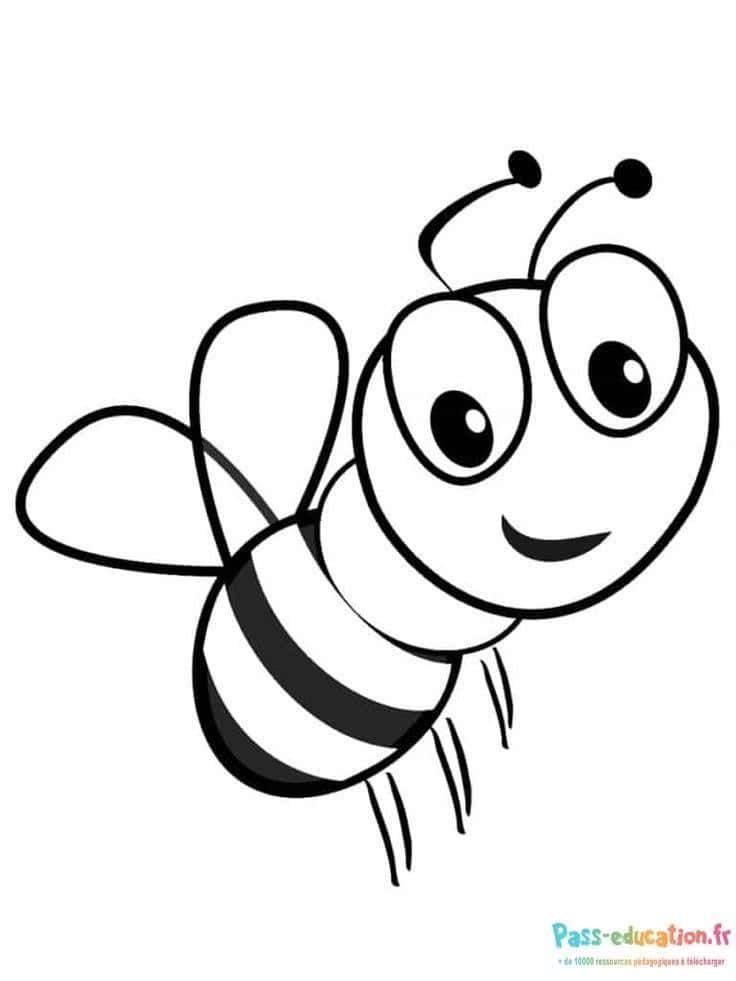 Coloriage Abeille souriante à imprimer et colorier