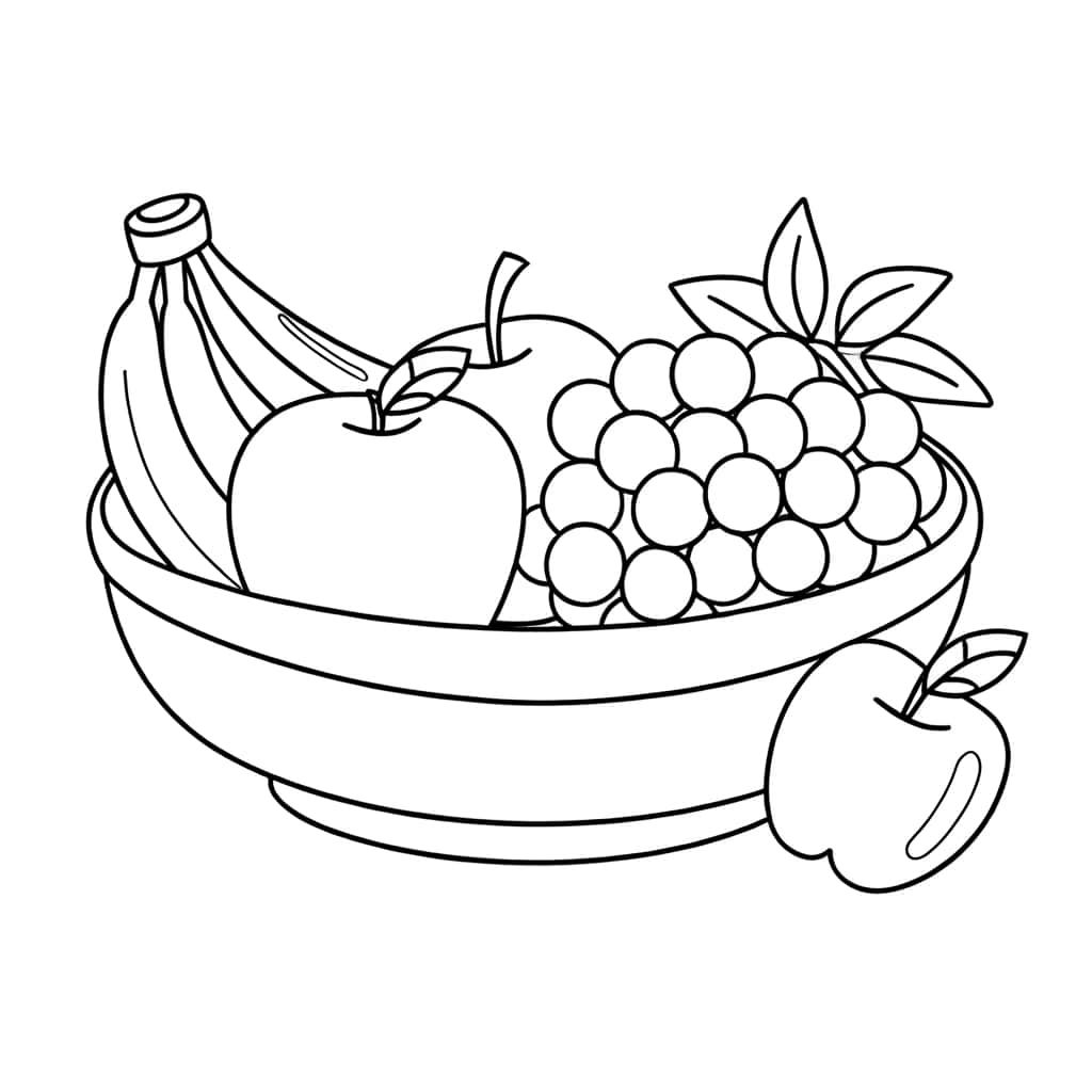 Coloriage Panier de fruits à imprimer et colorier
