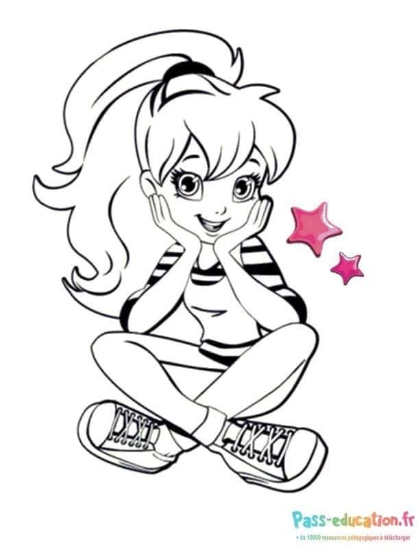 Coloriage Polly Pocket souriante à imprimer et colorier
