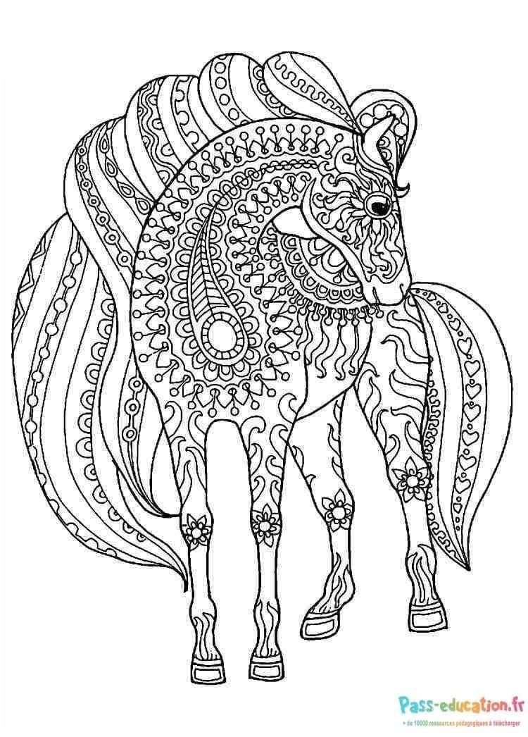 Coloriage Cheval mandala à imprimer et colorier