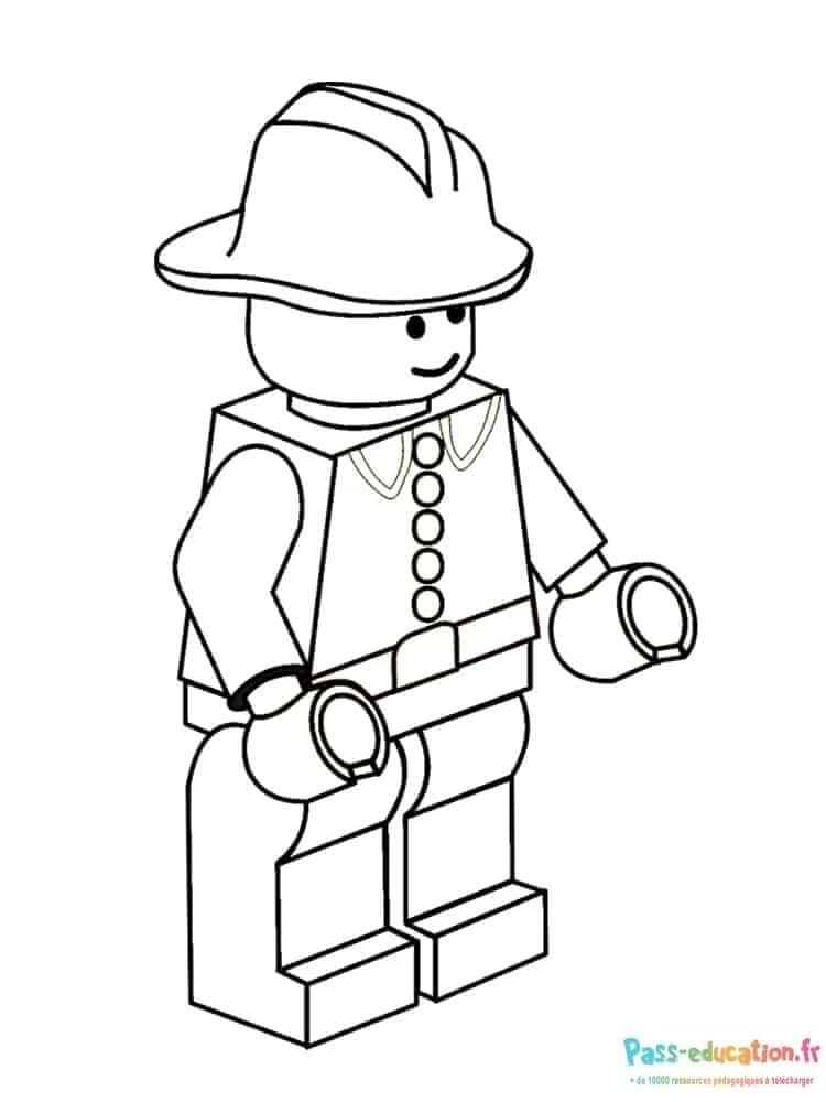 Coloriage Lego pompier à imprimer et colorier