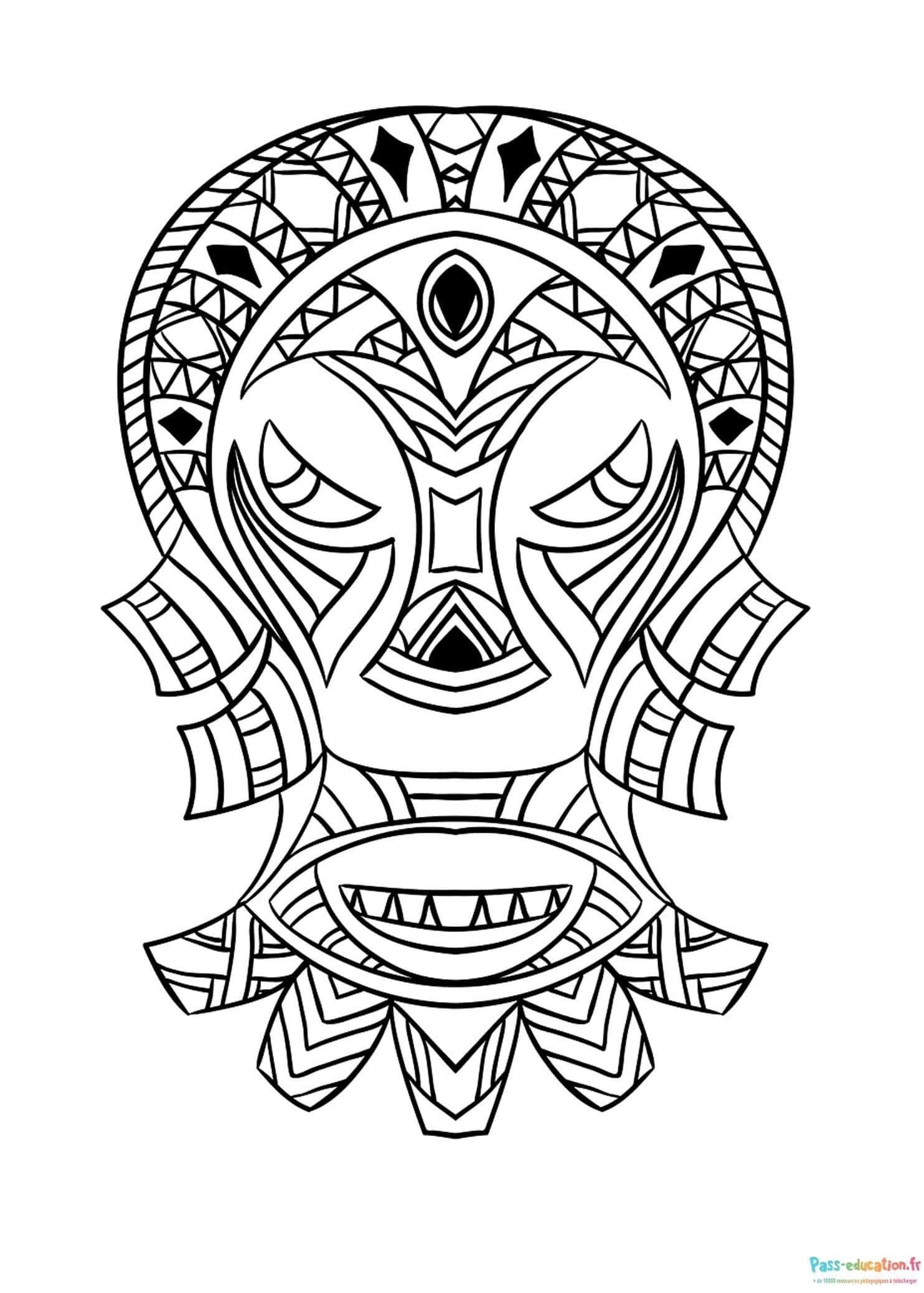 Coloriage Masque africain à imprimer et colorier