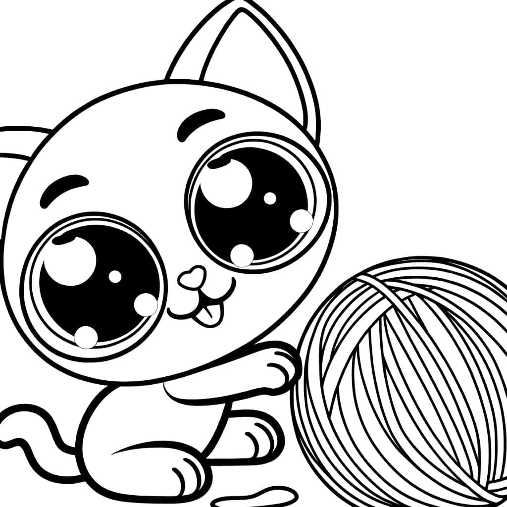 Coloriage Chaton joue pelote à imprimer et colorier