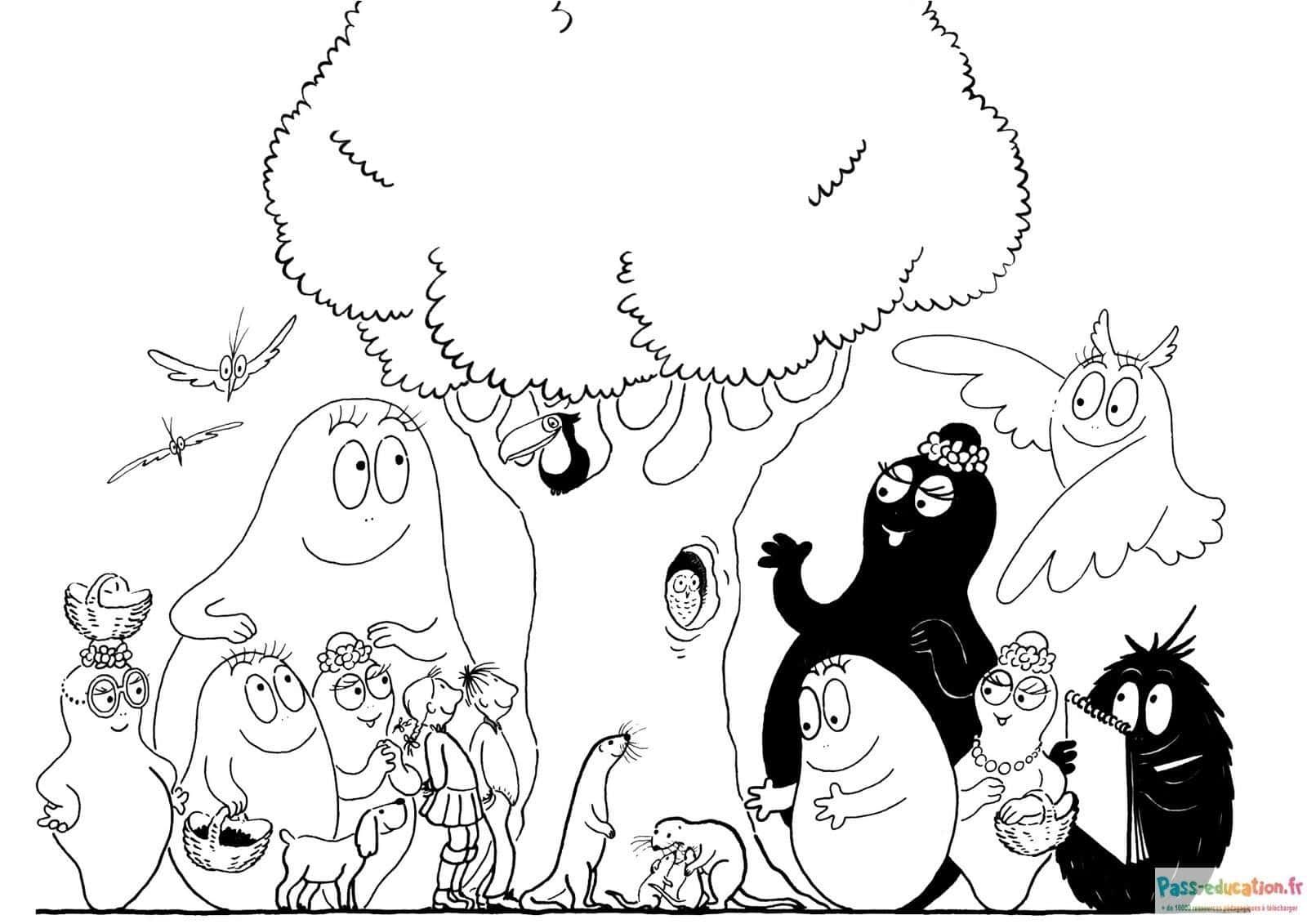 Coloriage Famille Barbapapa à imprimer et colorier