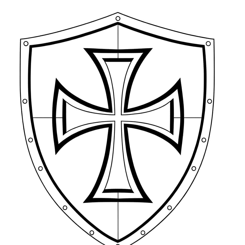 Coloriage Bouclier croix templière à imprimer et colorier