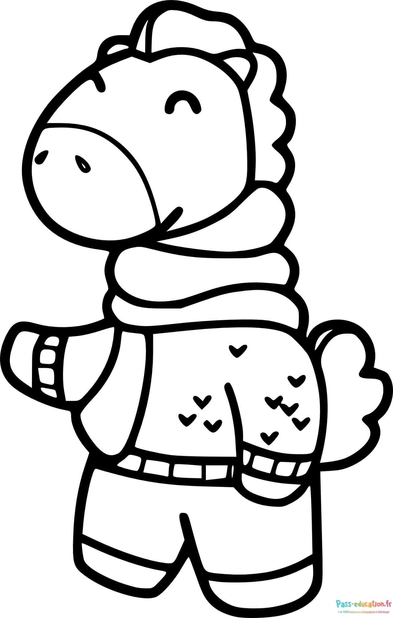 Coloriage Girafe hivernale à imprimer et colorier