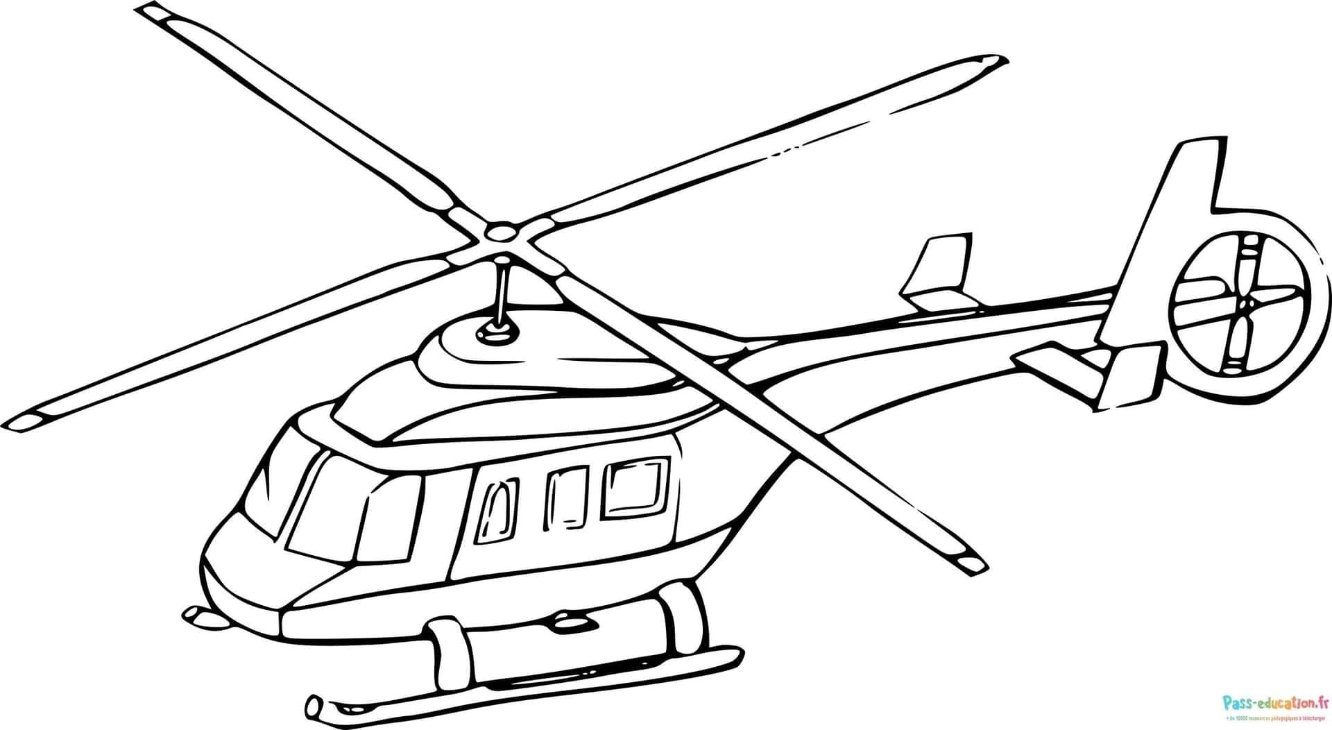Coloriage Hélicoptère en vol à imprimer et colorier