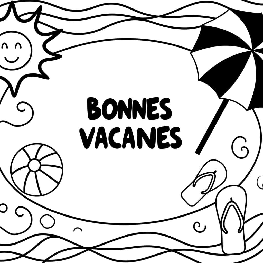 Coloriage Bonnes Vacances à imprimer et colorier