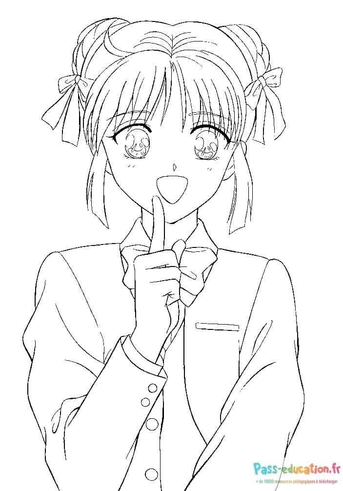 Coloriage Jeune fille manga à imprimer et colorier