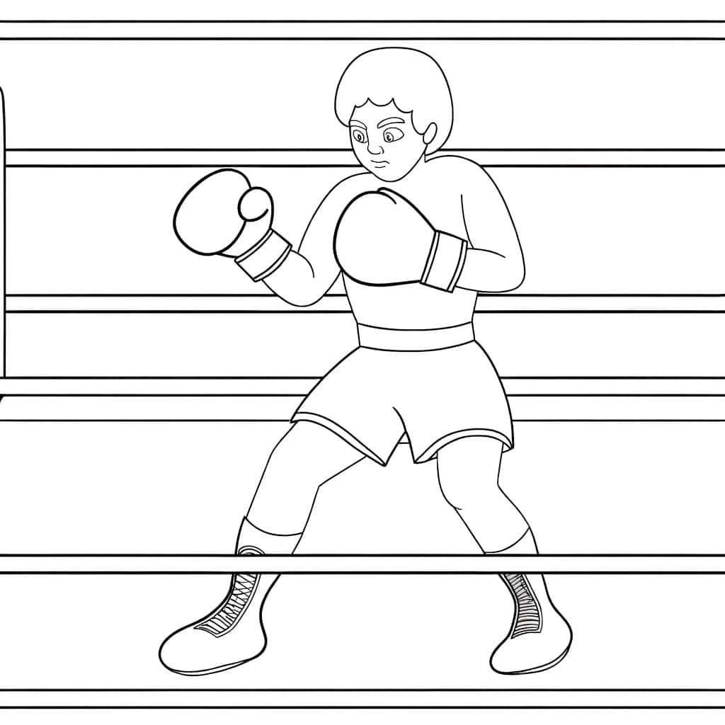 Coloriage Boxeur dynamique à imprimer et colorier