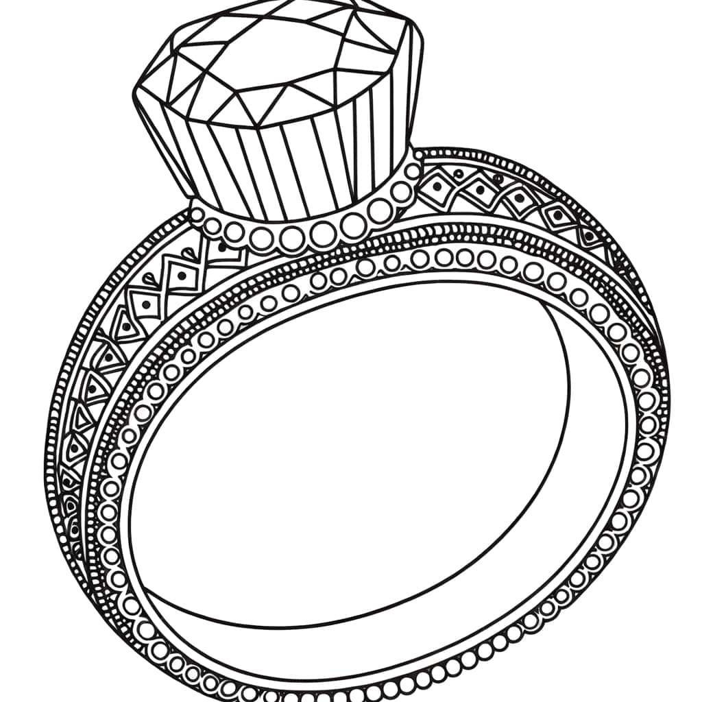 Coloriage Bague diamant à imprimer et colorier