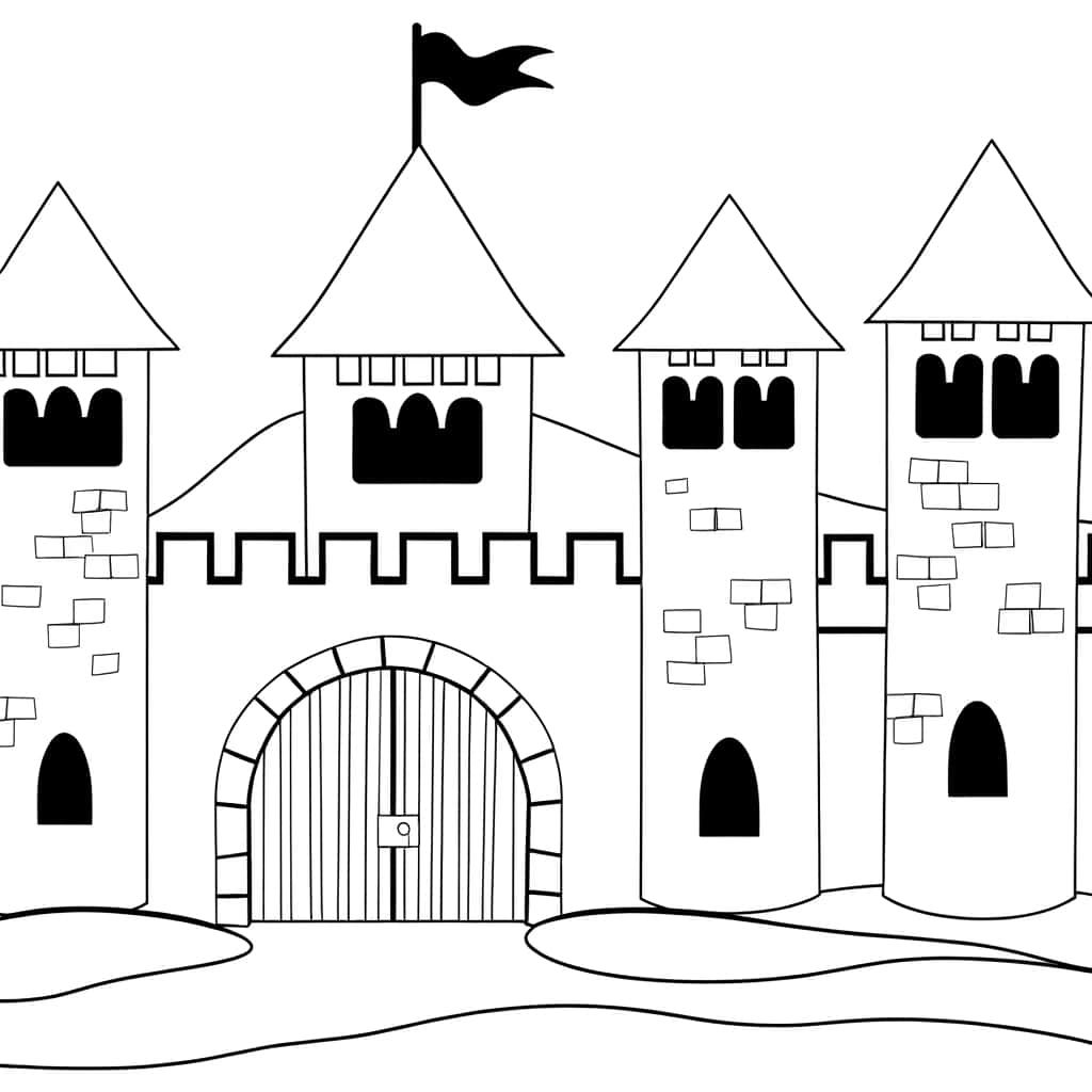 Coloriage Château médiéval à imprimer et colorier