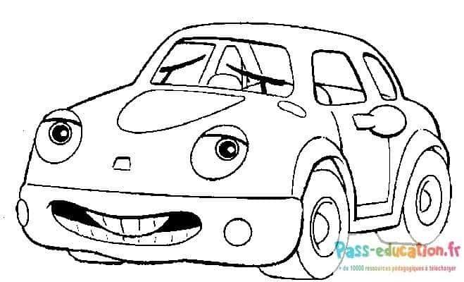 Coloriage Voiture souriante à imprimer et colorier